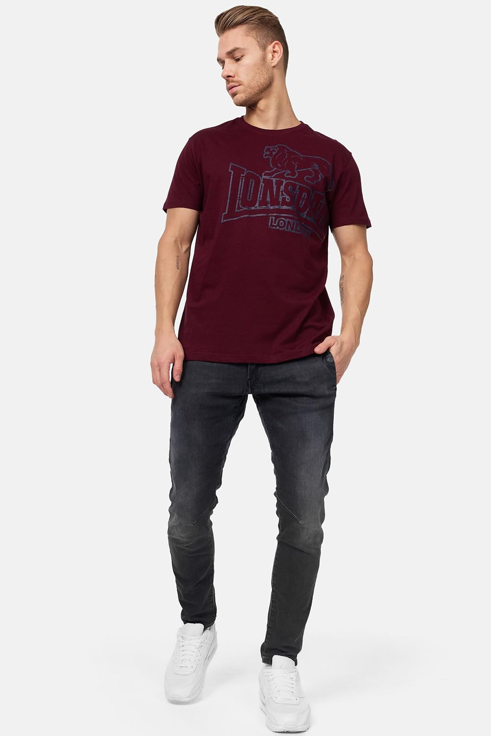 Lonsdale London Langsett Hombre Camiseta Negro Regular