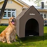 Zooba 48" XL Outdoor Dog House – Weatherproof Elevated Pet Shelter, Breathable Mesh & Steel Frame, Easy to Assemble & Clean, Large Dog Houses for All Seasons (Brown)