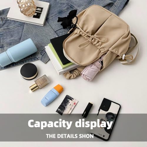 Backpack for Women Casual Daypack Cute bag with Bow Large Capacity Lightweight Travel Bag Y2k Pleated Bag (Blue)4