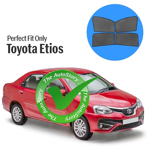 Image of AutoStory Custom Fit Black Mesh Car Sunshade for Toyota Etios | UV & Heat Protection Car Window Curtains | Privacy Car Sun Shade | Breathable Vehicle Specific Side Window Shades