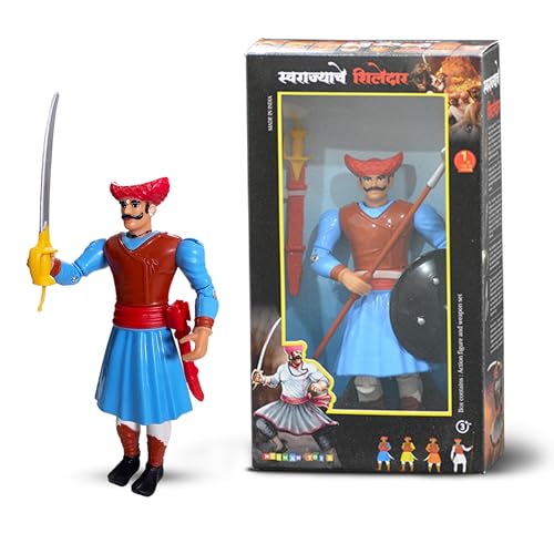 Image of Swarajyache Shiledar - The True Super Hero - 6 Inch Tall Action Figure with Accessories (Mawala, Blue)
