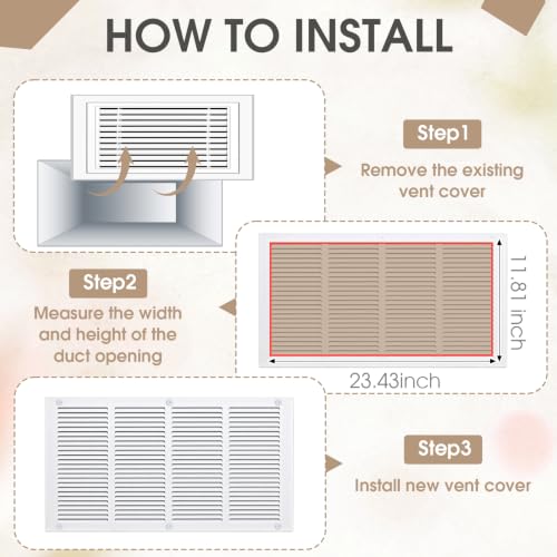 White 2 Pack Ceiling Vent Cover for Wall, Duct Opening Vent,24x12 Inch by Fiwochic - Used condition - Image 4
