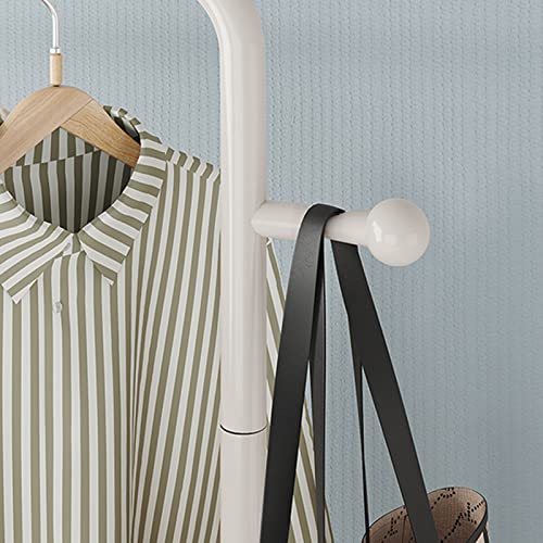 Perchero de metal blanco con estantes y barra para colgar ropa 5