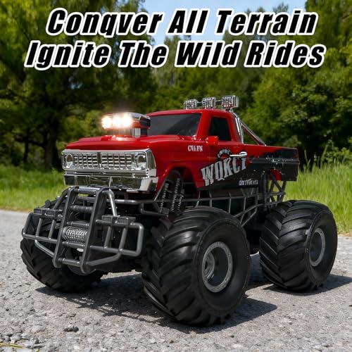 Highspeed Entry Level red rc Monster Truck with Light Spray 2.4GHz Upright 360 Rotate 4WD Monster Trucks rc Cars, 20+ KM/H Monster Trucks 70min (Max) Runtime,Halloween 8-12 - image 5