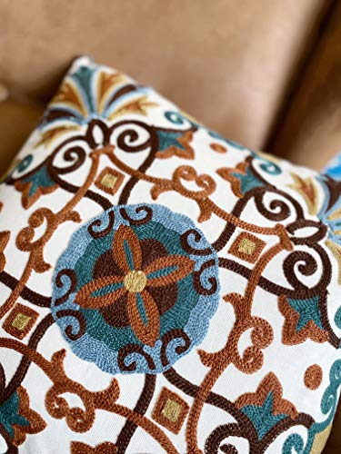 Awebest Boho Throw Pillow Covers 18X18 Summer Decor Pillowcases Modern Embroidered Cushion For Outdoor Couch Sofa Bed Room Farmhouse 2 Pcs #TOP7