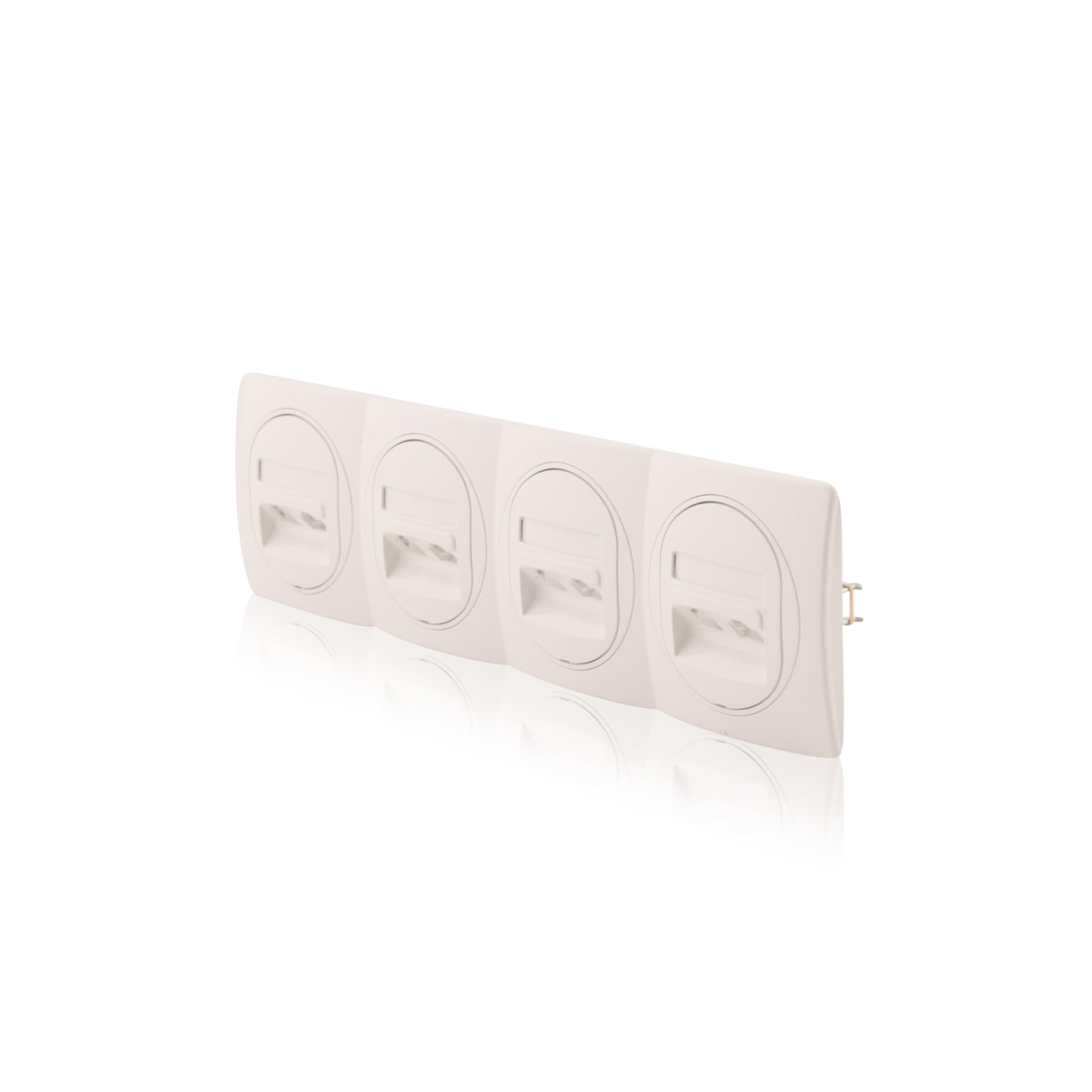 Nobilis Set 4x Datenbuchse Weiß, 2-fach 2xRJ45 Cat 6 FTP, Ø 60mm & 4er Rahmen, horizontal 80 x 293mm