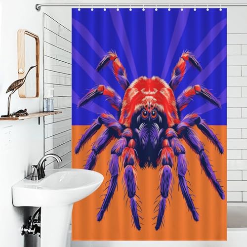 Rideau de douche araignée 122x183 cm en polyester imperméable lavable avec 12 crochets