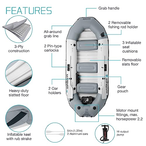 Bote Inflable Intex Mariner 4 para 4 Personas con Remos y Bomba