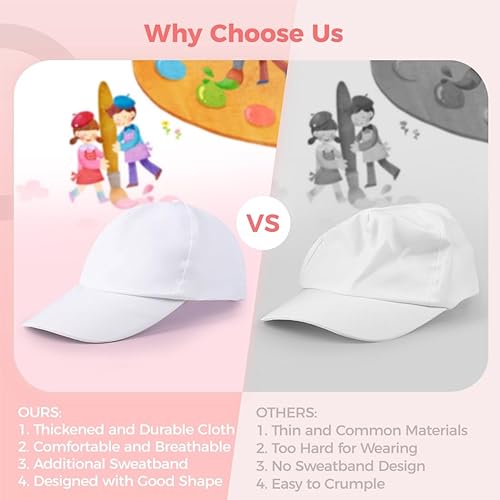 Miniatura 5 de B bangcool Gorras de béisbol para niños, color blanco, pintura creativa, poliéster, sombrero deportivo para niños