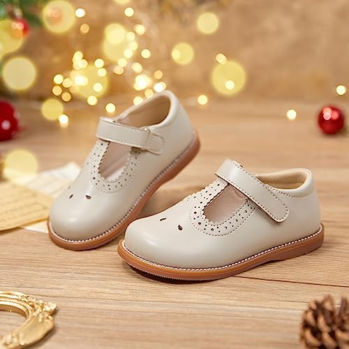 Image of GINFIVE Toddler Girls Dress Shoes Little Kids Flats School Mary Janes Shoes