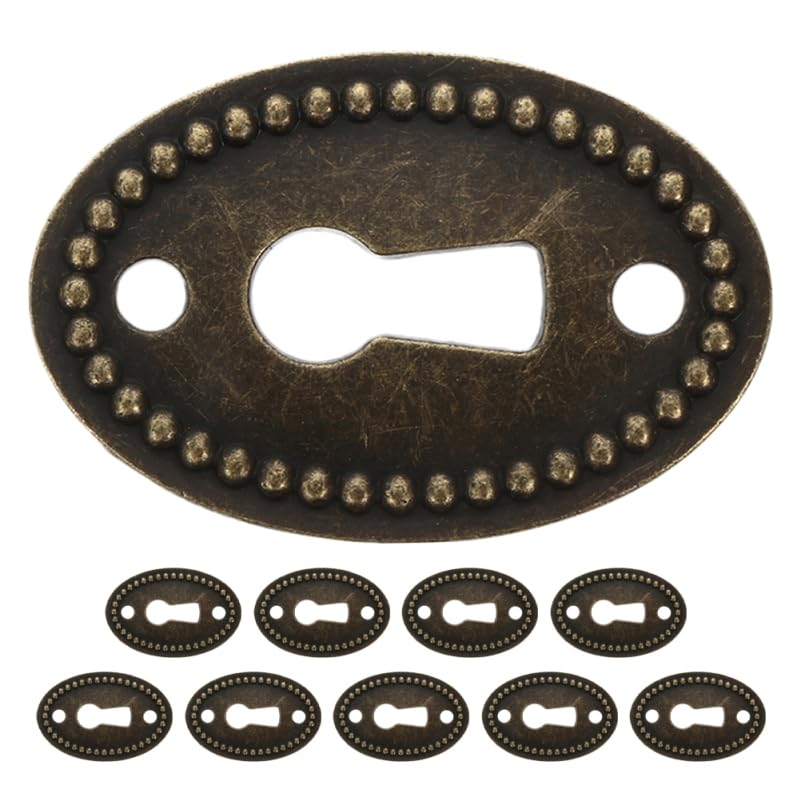 Uonlytech 10 Pezzi Di Copertura Ovale Per Serratura Decorativa Piastra Di Copertura Per Serratura Per Mobili Piastra Di Copertura Per Serratura Per Cassettiera Vintage Porta Dell'armadio
