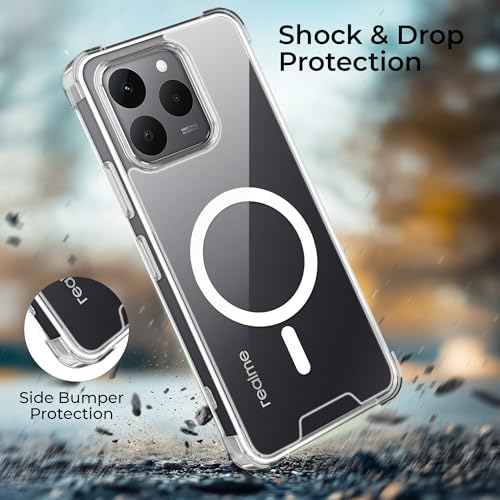 Image of A rtistque Clear Back Cover Case for Realme Narzo 90 / Realme 15T 5G | Compatible with Mag-Safe | Premium Cover | Shockproof TPU Bumper | Slim Protective Design | Poco M8 Back Cover - Transparent