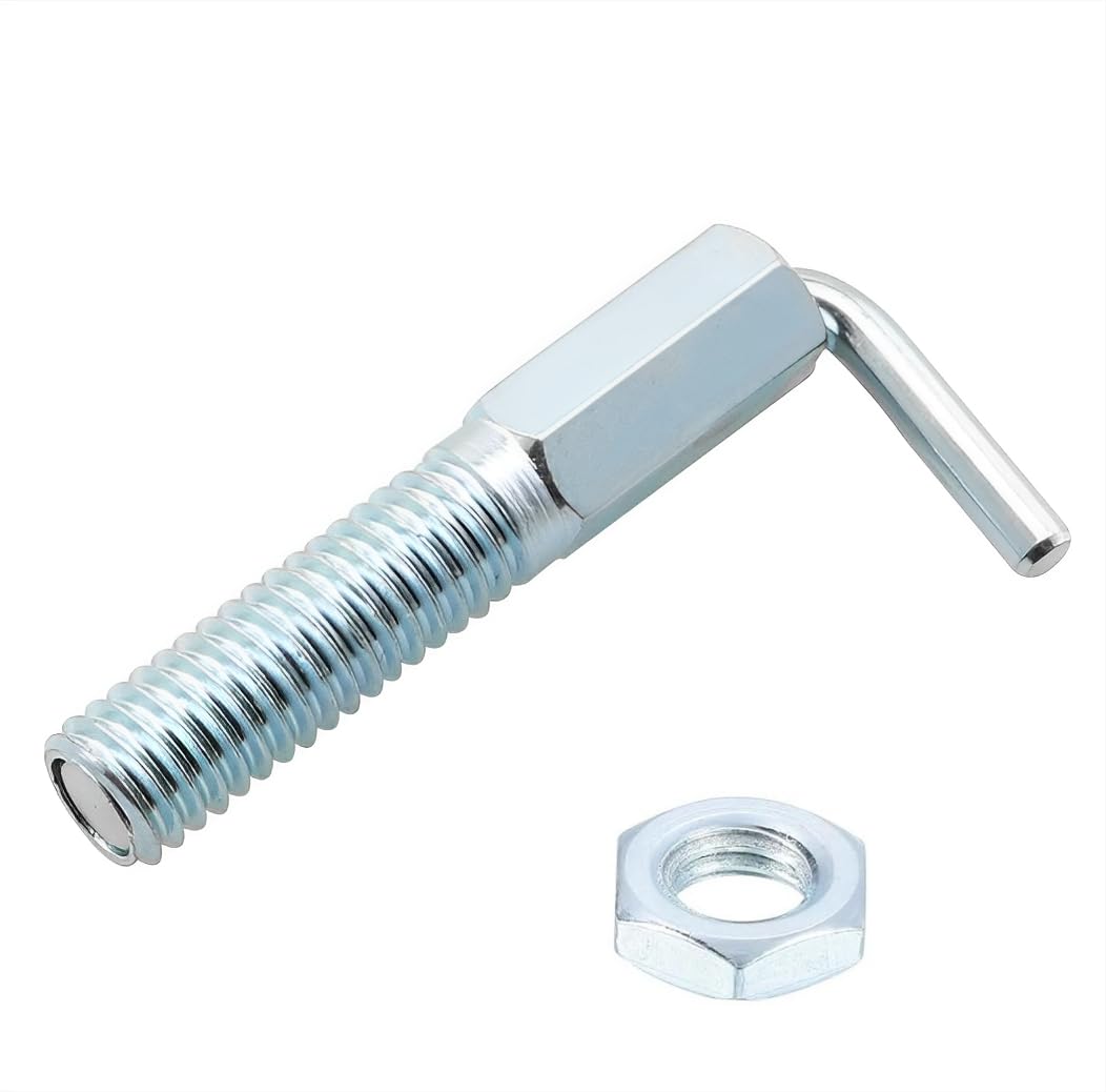 4 Pcs Retractable Indexing Plunger Pin, M12 Carbon Steel Spring Plunger Spring Loaded Latch Telescopic Locking Pin L-Shaped Positioning Pin with Nut for Industrial Equipment
