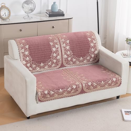 Image of HOKIPO Gulabi Jaal Premium Chenille Jacquard Sofa Cover for 2 Seater for Seat & Back, 'Royal Aangan Series' (IN-1007-L1*2)