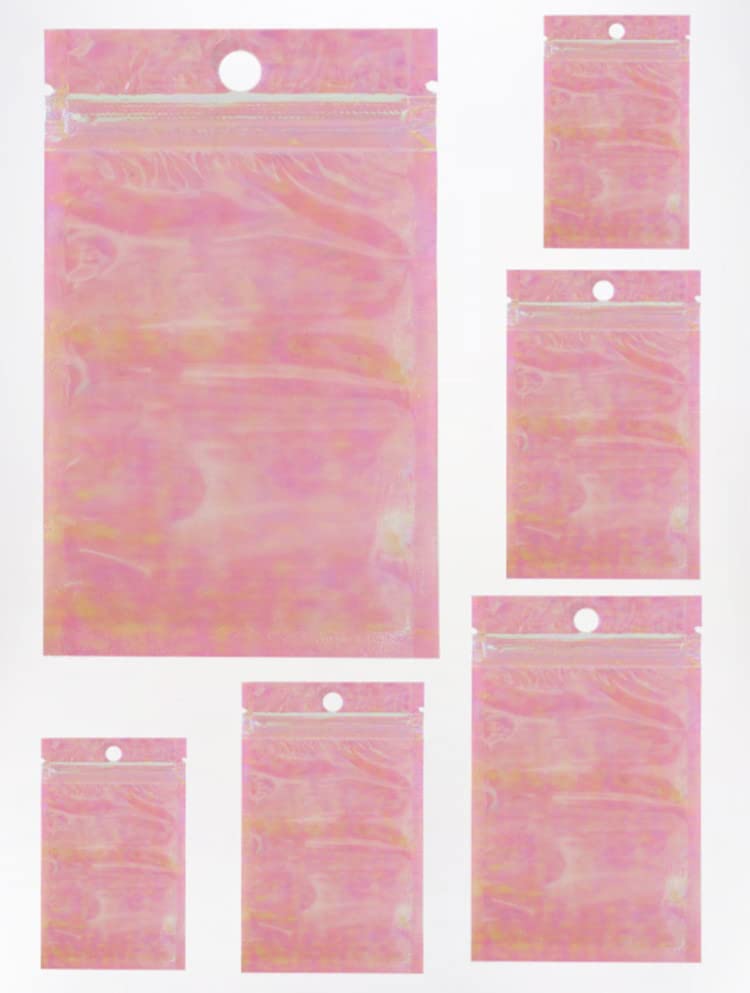 100 stücke Holographische Regenbogenfolie Laser Zip Lock Verpackungsbeutel Wiederverschließbare Snack Süßigkeiten Nagel Schönheit Perlen Juwel Knopf Geschenke Beutel-13x21cm