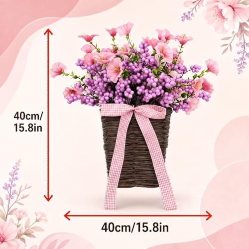 Couronnes de panier pour porte d'entrée en fleurs violettes artificielles