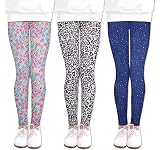 LUOUSE 3 Pack Teen Girls' Stretch Sweat Athletic Leggings Little Kids Slim Footless Comfy Pants Full