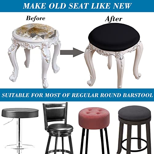 HFCNMY Stool Covers Round,4 Pack Stretch Round Bar Stool Covers Washable Bar Stool Seat Covers Stool Cushion Slipcover Elastic Bar Chair Covers for 13-20 Inch Chair (Black) - Image 4