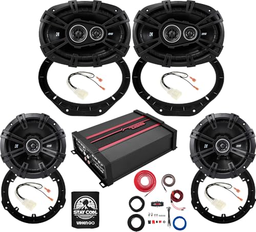 KICKER Speakers 6.5 & 6X9 inch for Ford F-150 2015-2024 Upgrade Kit - 2 Pairs of DS Series with Amplifier, Amp Kit, Adapters and Harness, Car Audio Front & Rear Door Speaker 43DSC6504 & 43DSC69304