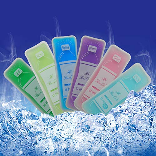 HiFineCare Ice Pack for Lunch Boxes - 6 Reusable Packs - Keeps Food Cold - Cool Print Bag Designs - Great for Kids or Adults Lunchbox and Cooler (icepackforlunchbox)