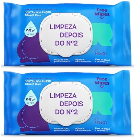 Free Wipes Lenço Umedecido Toilet - Pack com 2 unidades