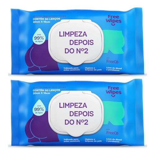 Free Wipes Lenço Umedecido Toilet - Pack com 2 unidades