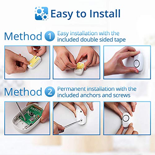 Wireless Doorbell for Home - SadoTech Waterproof Doorbell & Chimes Wireless Kit - At Over 1000-feet Range with 52 USA Doorbell Chime, 4 Levels Adjustable Volume and LED Flash Model CXRi (White)