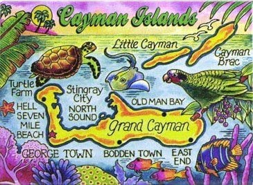 Imán decorativo mapa Islas Caimán 2.5 x 3.5 pulg miniatura 1