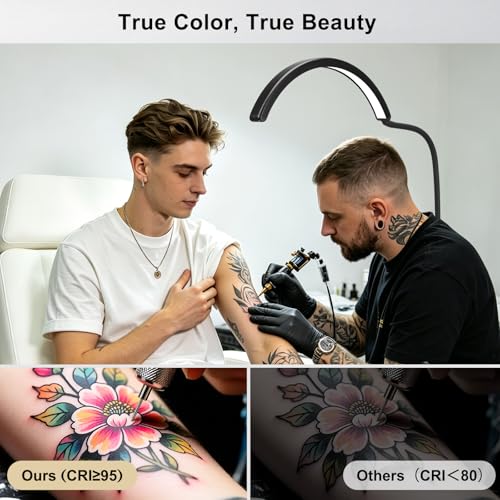 Image of Half Moon Desk Nail Lamp with UV Gel Nail Dryer, 2-in-1 Dual Arm Gooseneck Clamp Lamp for Nail Tech, Professional Shadowless Manicure Table Light, Adjustable Brightness for Eyelash, Tattoo