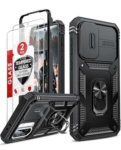 LeYi for Galaxy A36-5G Phone Case: Compatible for Samsung Galaxy A36 5G Case with 2 X Screen Protector, Military-Grade Shockproof, Magnetic Kickstand para Cell Phone Samsung A 36 5G Cover, Black