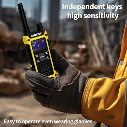 Image of KETELESE T3F IP67 Waterproof Walkie Talkies, Rugged Two Way Radio with Earpiece, Triple Proof, Three Charging Options, FRS 2 Way Radio 22 Channels, NOAA, VOX (6 Pack), Black /Yellow