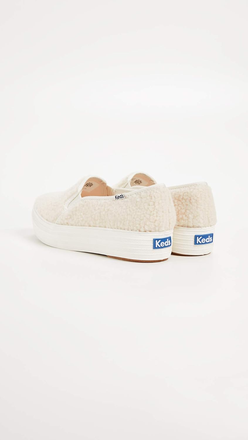 Keds Women's Triple Decker Sherpa Sneakers, Cream, Off White, 8.5 M US