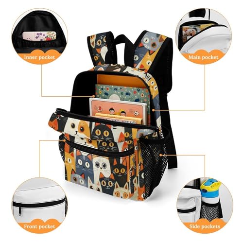 Cute Cats 13 Inch Backpack Lightweight Double Shoulder Bag with Zippers Unisex Daypack4
