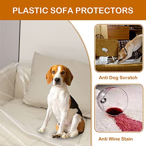 Jommie Chen Plastic Couch Cover Clear Thicker Plastic Sofa Cover Protector Waterproof Couch Cover For Dogs Cat Scratching Vinyl Sofa Protection For Storage And Moving (Sofa-1 Pack) #TOP3