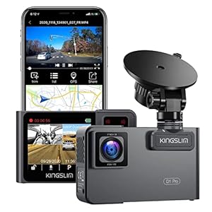 Kingslim D1 Pro 2K Dash Cam Front and Inside with Wi-Fi GPS – 2K/1080P Dual Car Camera Driving Recorder, Super Night Vision with 340° Wide Angle, 24H Parking Monitor (No Card),128GB
