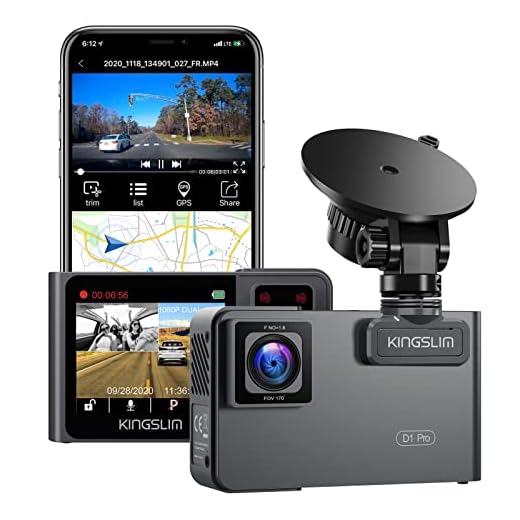 Kingslim D1 Pro 2K Dash Cam Front and Inside with Wi-Fi GPS - 2K/1080P Dual Car Camera Driving Recorder, Super Night Vision with 340° Wide Angle, 24H Parking Monitor (No Card)