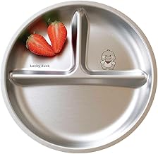 Basil Stainless Steel Plate for Kids - Kids Plates for Food with 3 Compartments - Dinner Plates for Baby - Unbreakable Dinner Plates - Ideal for Birthday, Return Gifting - BPA-Free - Wheel Duck Plate
