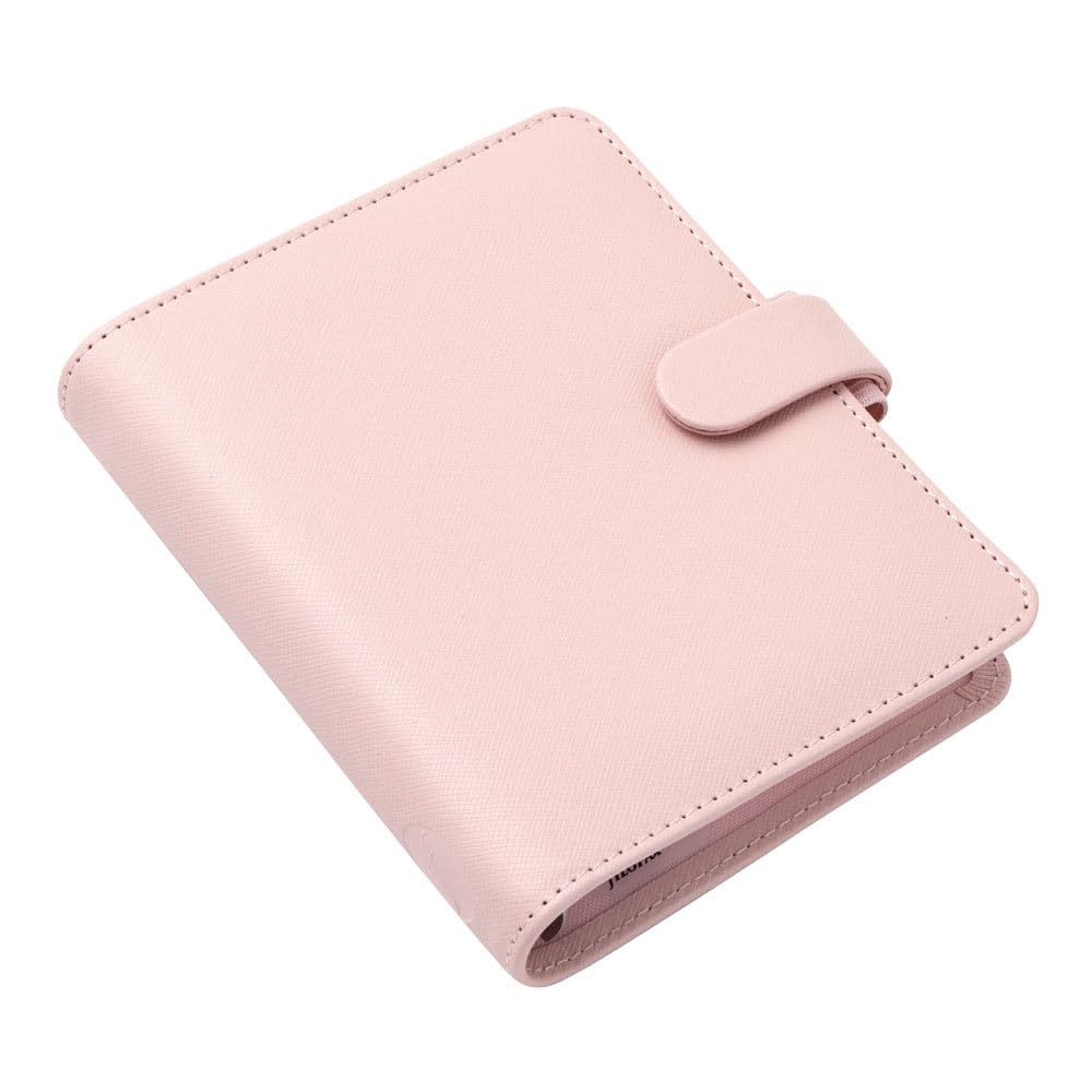 Filofax Agenda settimanale 2025 in saffiano, formato tascabile, colore cipria, effetto pelle, 6 anelli, multilingue (C022697-25)