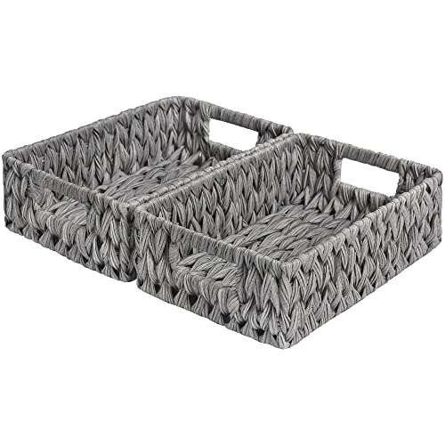 GRANNY SAYS Aufbewahrungskorb, 2er-Pack Körbe, Korb geflochten, Flechtkorb für Badezimmer, grau Korb für Regal, wasserdicht Körbchen geflochten, Regalkörbe mit Griffen, Baskets, Geschenkkorb leer