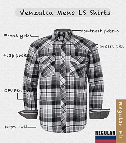 Men's Western Flannel Casual Shirt Two Pocket Long Sleeve Snap Shirt4