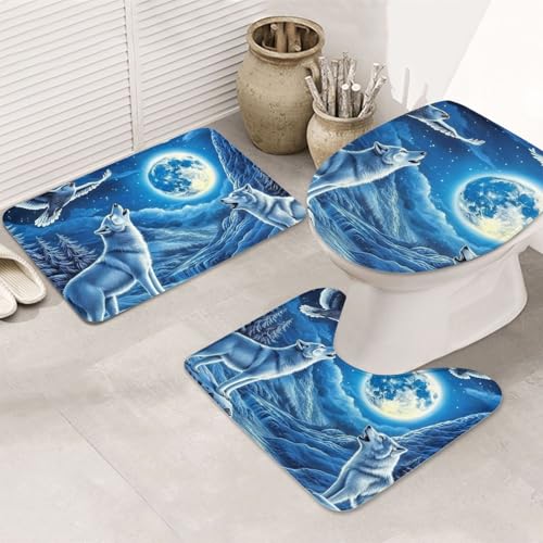 Juego de alfombras de baño lavables Moonlight con tapete de contorno de inodoro 2