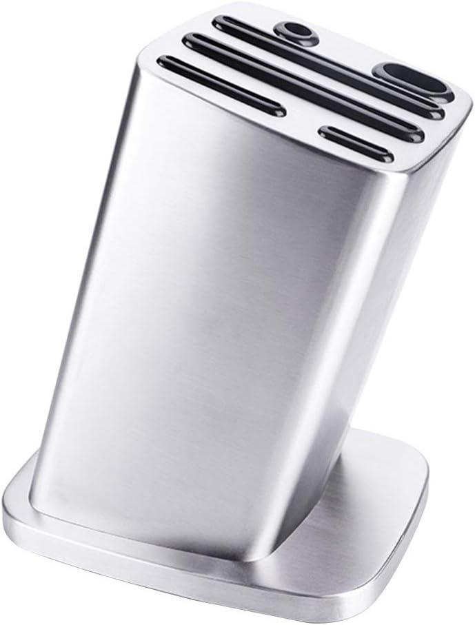 6-Slots Kitchen Block Anti-skid Stainless Steel Holder Scissor Storage Rack Tilt Inserted Organizer for Home