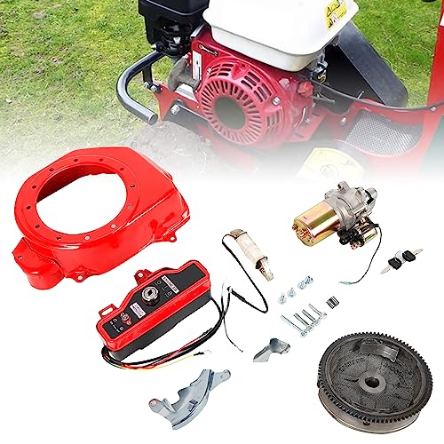 Electric Start Kit for Honda GX160 GX200 5.5HP 6.5HP Engines - Starter Motor, Flywheel, Charging Coil, Ignition, Key Switch Box, Fan Cover Shroud