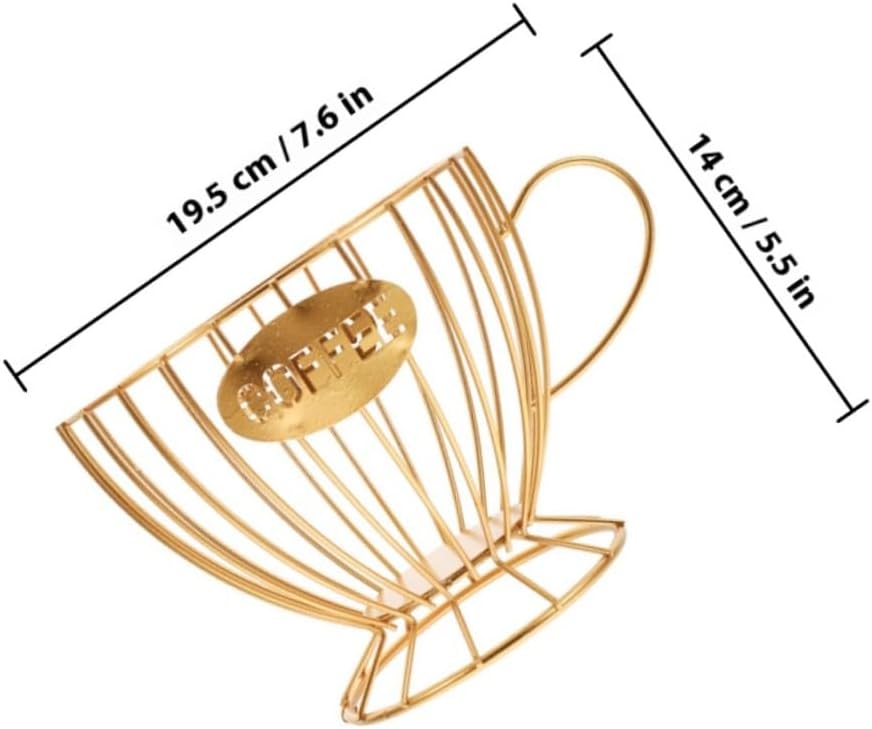 2pcs Coffee Holder and Fruit Storage Basket Large Capacity Metal Organizer Coffee Pod Storage Stand for Kitchen Countertop, Black and Gold Mesh Basket Set
