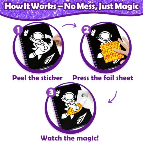 Image of FUNNYB&G Foil Art Craft Kit for Kids, Sparkly Birthday Gift Toy for Boys