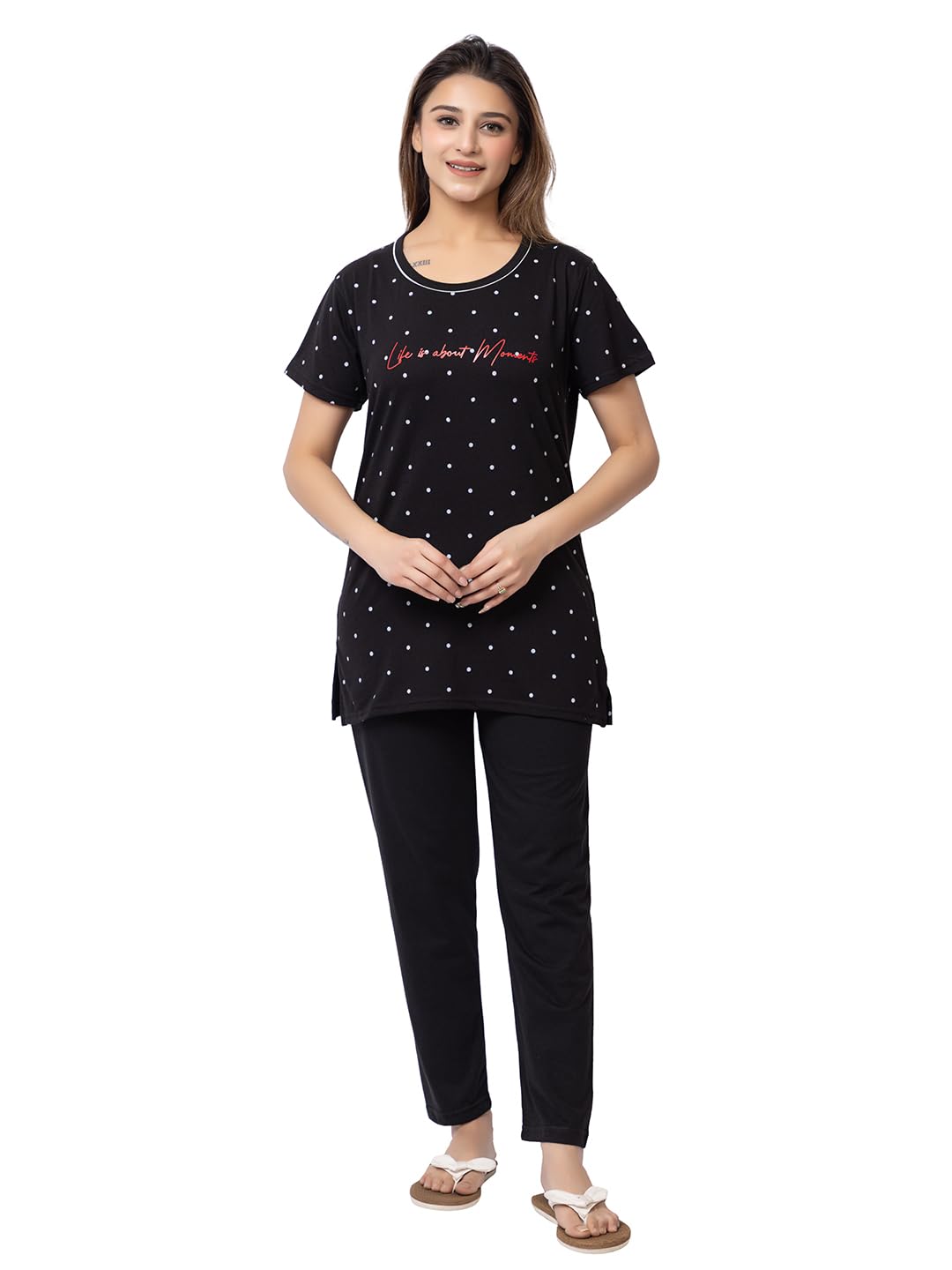rg by s.s. clothing RG Summer Night Wear Cotton Round Neck Printed Half Sleeve Nigth Suit Set for Women's-picture-50