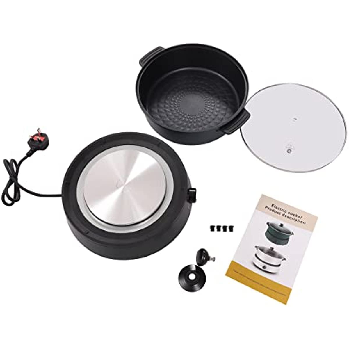 Poêle électrique multifonctionnelle 1300W 5L et casserole électrique avec couver