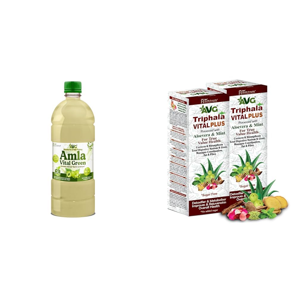 AVG Amla Vital Green Juice (1000ml) from Fresh & Green Amla, Immunity Booster, Powerpacked with Vi | AVG Health Organics Triphala Vital Plus - Herbal Supplement for Weight Loss, Improves Digestion 1L-image-43