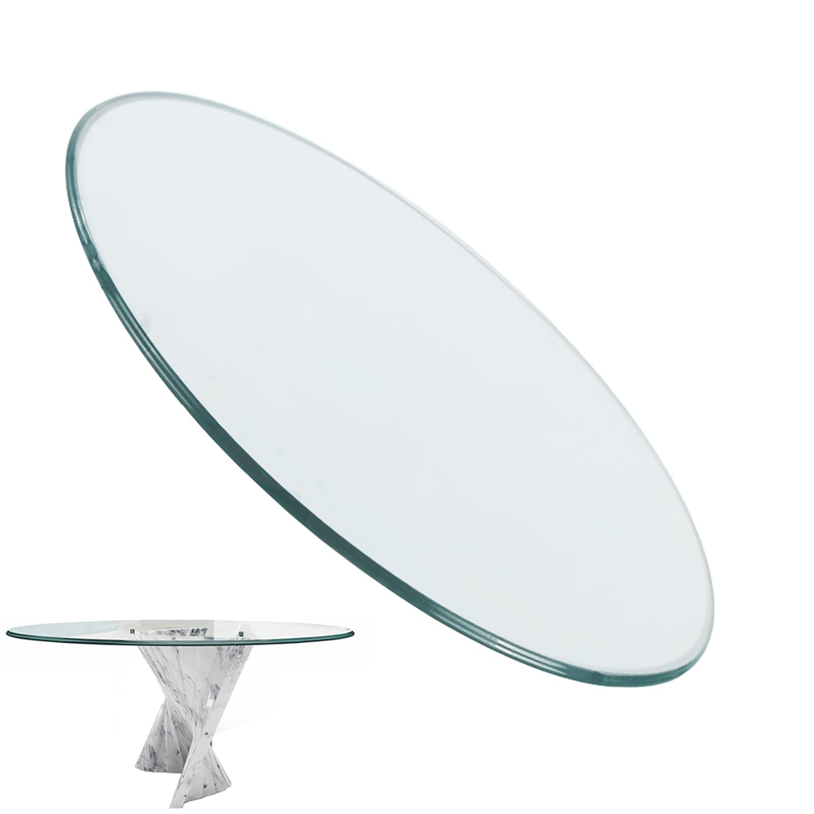 Tempered Glass Board, Flat Polished Tempered Glass Table Top, Round Glass Dining Table Top, Glass Dining Table, Transparent Flat Circular Sheet, Transparent Round, for Use As A Tabletop ( Size : 70CM(