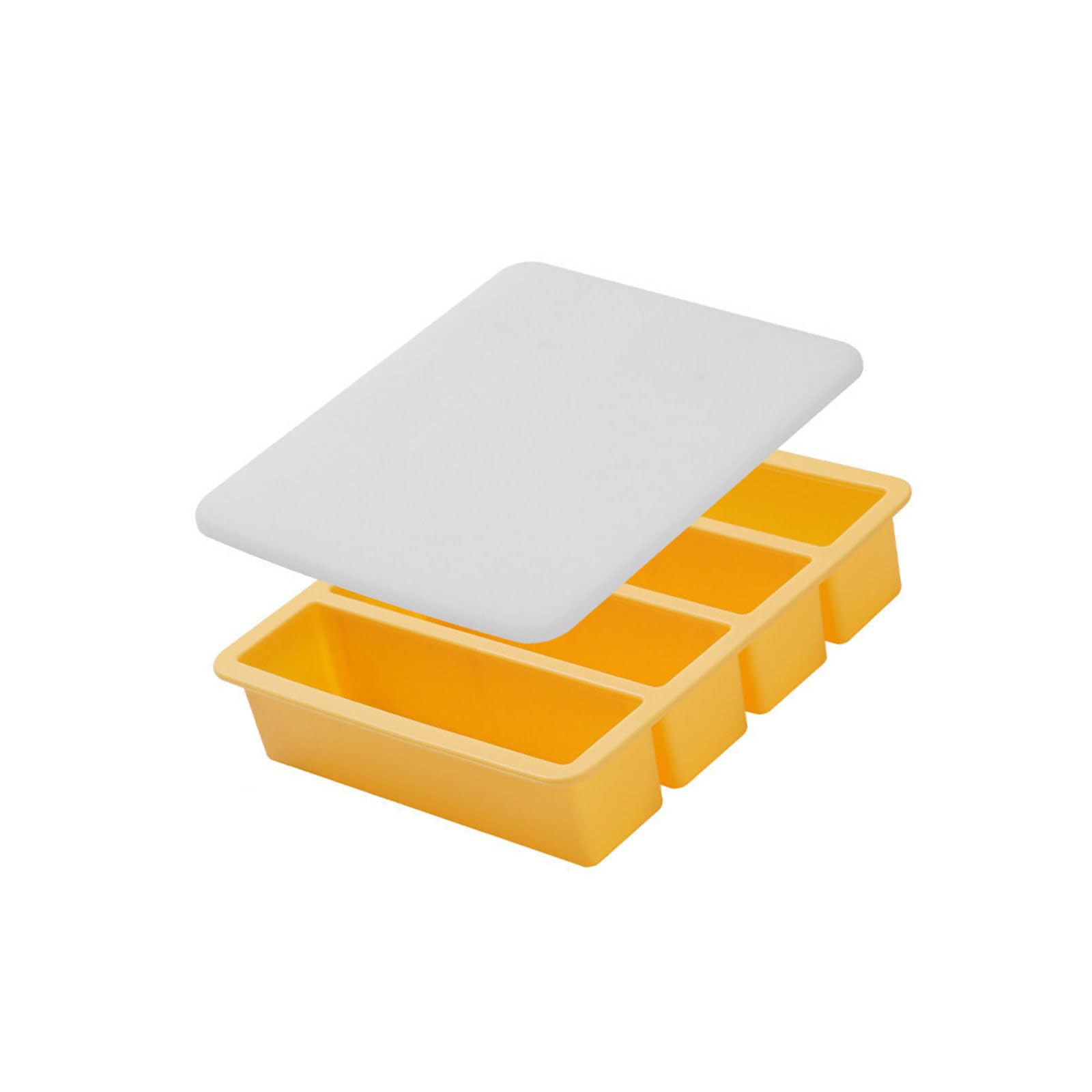 LUCKGONI 4 Cavity Silicone Tray With Lid For Whiskeys Pubs And Home Cocktails Sturdy Flexible Freezers